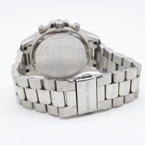 Michael Kors Layton Watch Womens SIlver Tone Stainless Steel Rhinestones - Picture 7 of 9